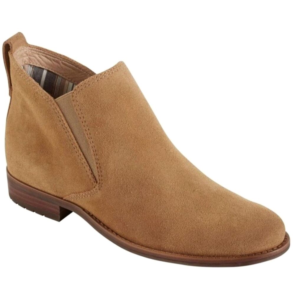 LL Bean Women's Booties Size 7 Brown Suede Ankle Boots Pull-On Classic Preppy